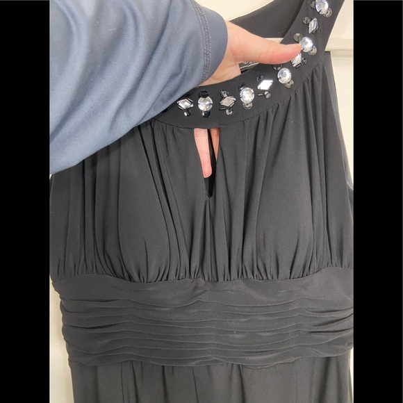Dressbarn Collection Women's Size 10 Black Dress Jewleled Neckline Sleeveless - Picture 9 of 13